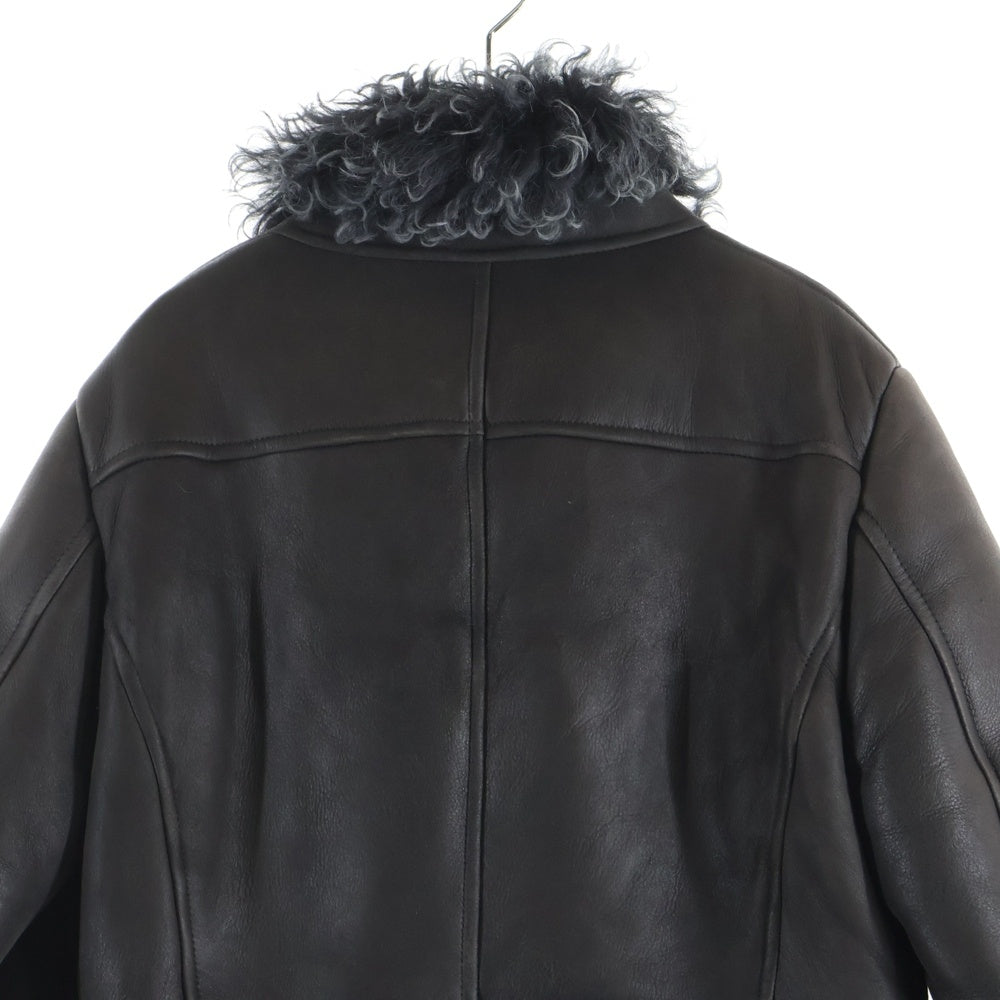 SHELLAC(シェラック) ティグラードカルガン モンゴリアンムートン ラムレザー ジップアップ ジャケット ブラウン 43001