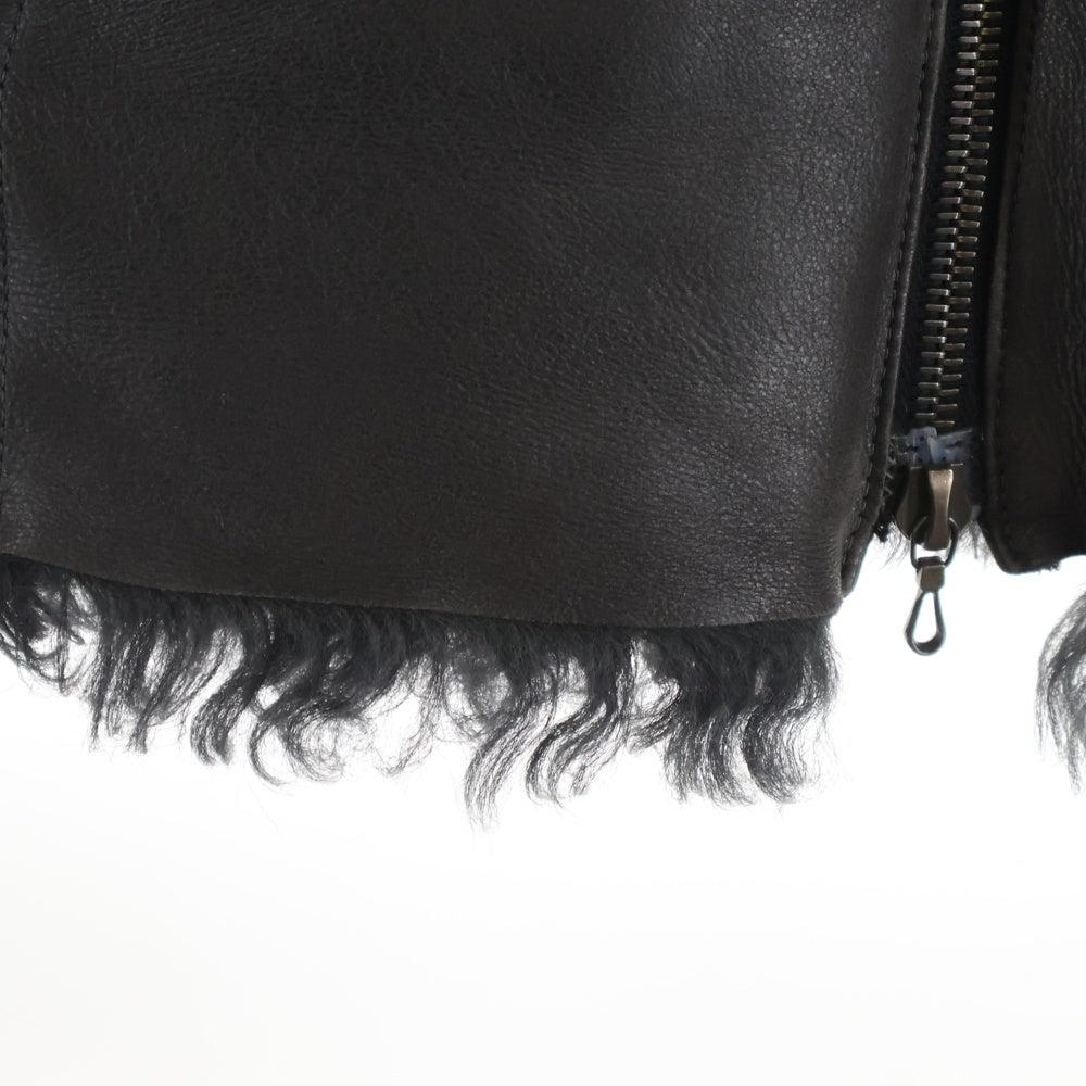 SHELLAC(シェラック) ティグラードカルガン モンゴリアンムートン ラムレザー ジップアップ ジャケット ブラウン 43001