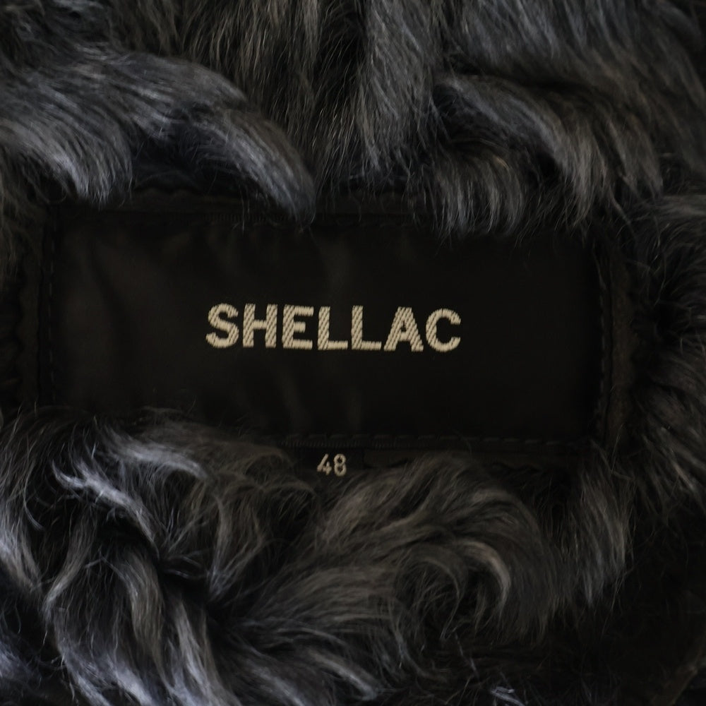 SHELLAC(シェラック) ティグラードカルガン モンゴリアンムートン ラムレザー ジップアップ ジャケット ブラウン 43001