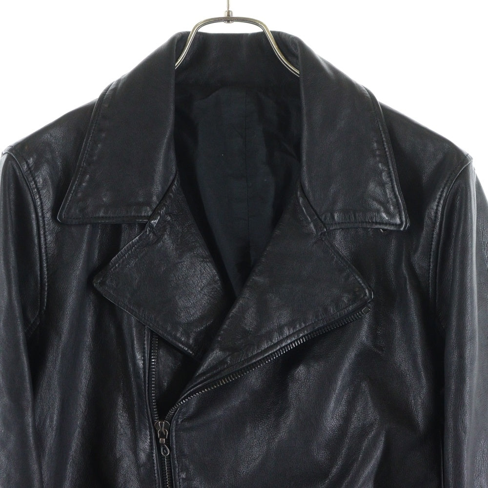 SHELLAC(シェラック) ラムレザー ジップアップ ダブル ライダースジャケット ブラック