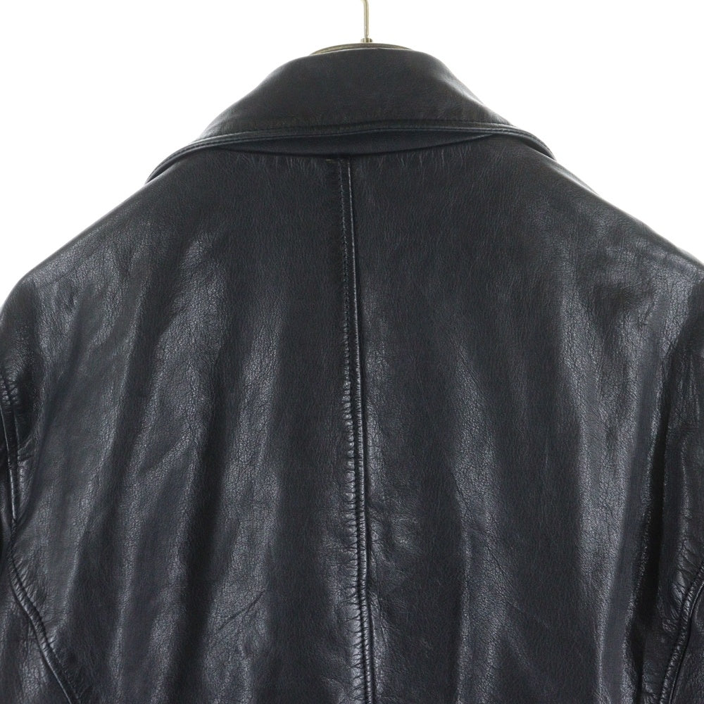 SHELLAC(シェラック) ラムレザー ジップアップ ダブル ライダースジャケット ブラック