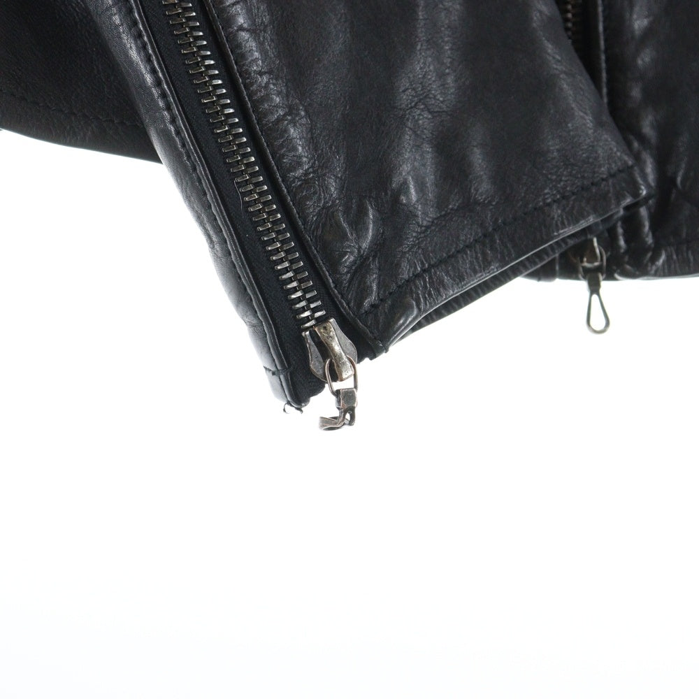 SHELLAC(シェラック) ラムレザー ジップアップ ダブル ライダースジャケット ブラック