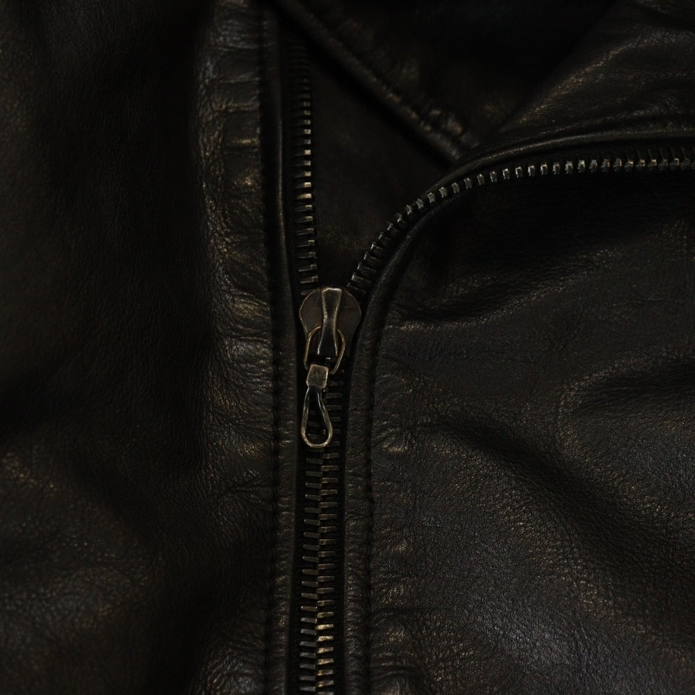 SHELLAC(シェラック) ラムレザー ジップアップ ダブル ライダースジャケット ブラック