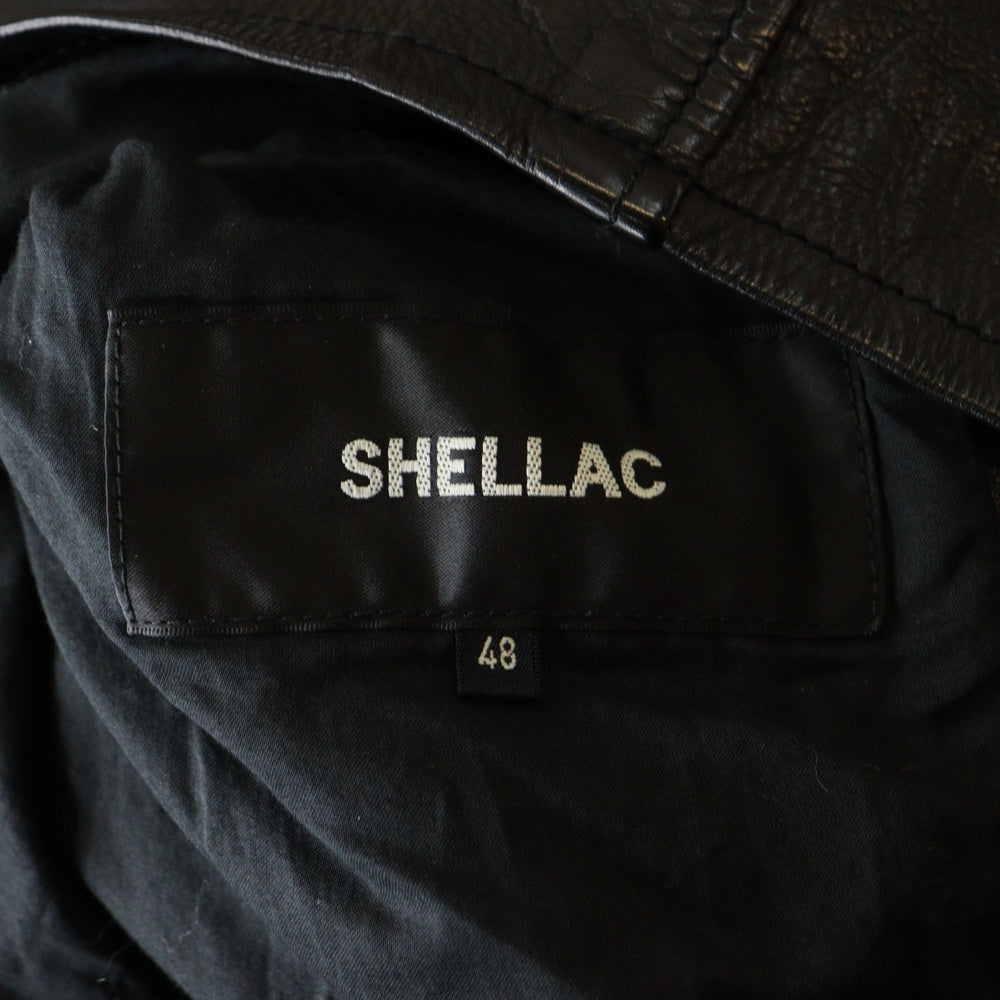SHELLAC(シェラック) ラムレザー ジップアップ ダブル ライダースジャケット ブラック