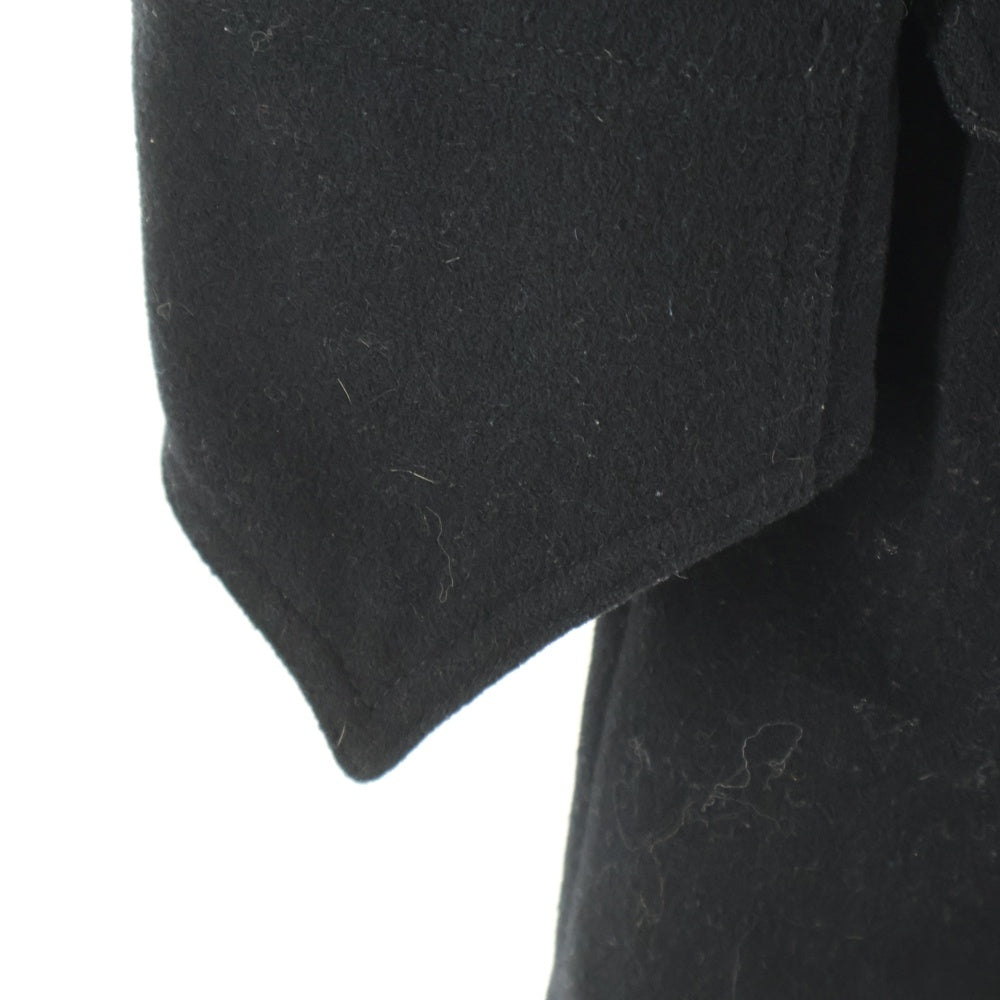 SHELLAC(シェラック) ラビットファー フーデッド ライナー付き ウール ジップアップ ミリタリージャケット コート ブラック 52304