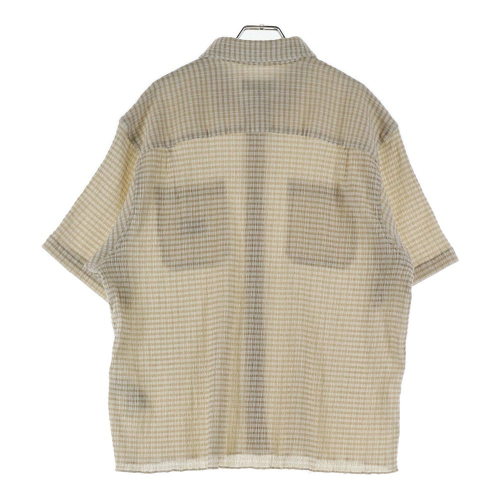 STUSSY(ステューシー) 25SS CRINKLED CHECK SS SHIRT ワッペンロゴ クリンクル チェック総柄 半袖シャツ ベージュ 1110371