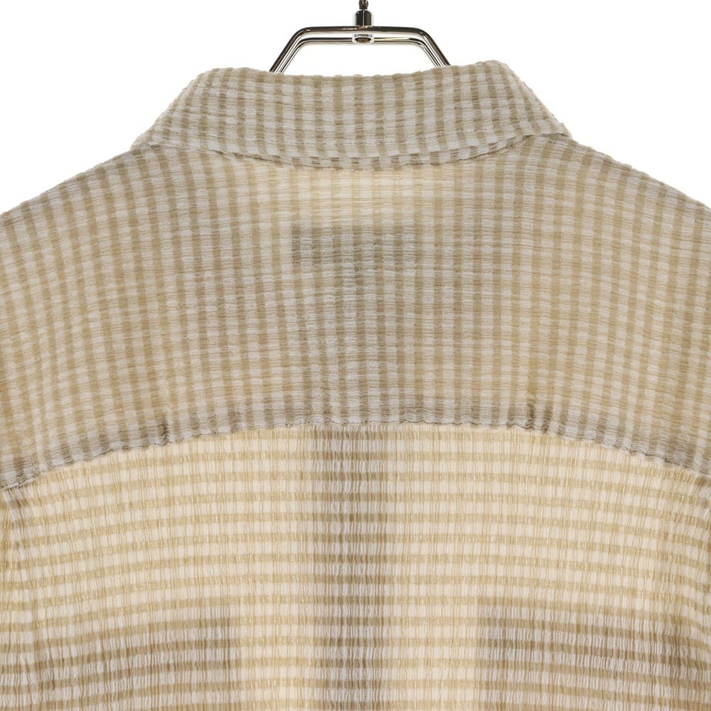 STUSSY(ステューシー) 25SS CRINKLED CHECK SS SHIRT ワッペンロゴ クリンクル チェック総柄 半袖シャツ ベージュ 1110371