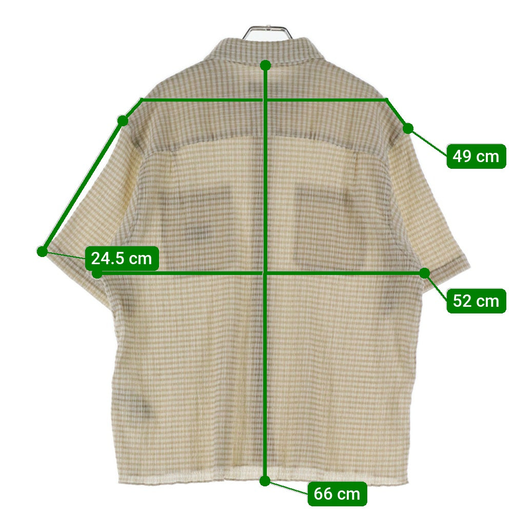 STUSSY(ステューシー) 25SS CRINKLED CHECK SS SHIRT ワッペンロゴ クリンクル チェック総柄 半袖シャツ ベージュ 1110371