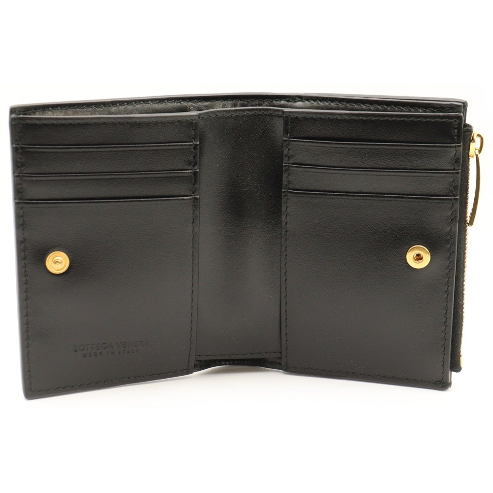 BOTTEGA VENETA(ボッテガヴェネタ) カセット スモールウォレット ブラック レザー 二つ折り財布 742698