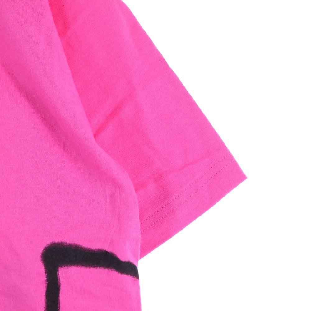 SUPREME(シュプリーム) 25SS Painted Tee Fuchsia ペインテッドロゴ クルーネック半袖Tシャツ カットソー ピンク/ブラック