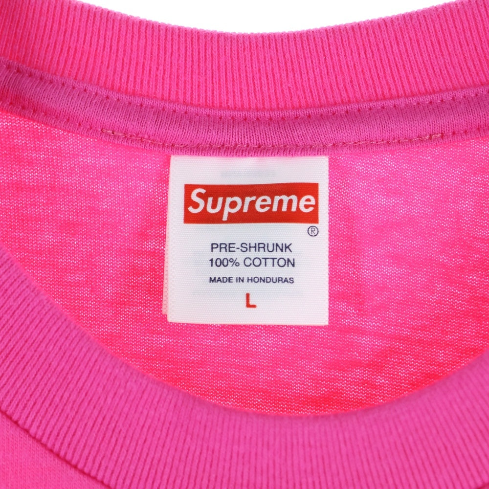 SUPREME(シュプリーム) 25SS Painted Tee Fuchsia ペインテッドロゴ クルーネック半袖Tシャツ カットソー ピンク/ブラック