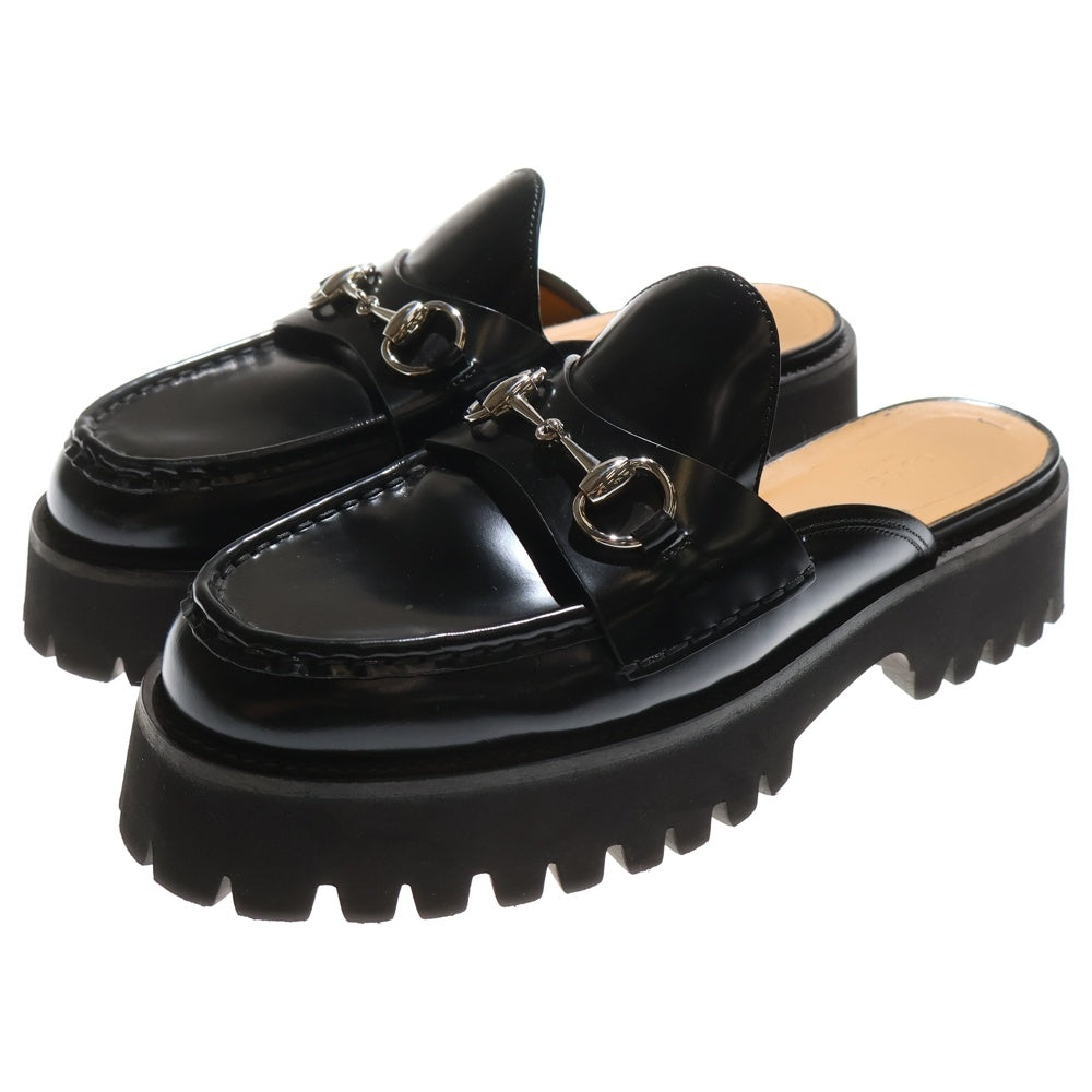 GUCCI(グッチ) ホースビット レザーミュール 厚底サンダル ブラック 764207