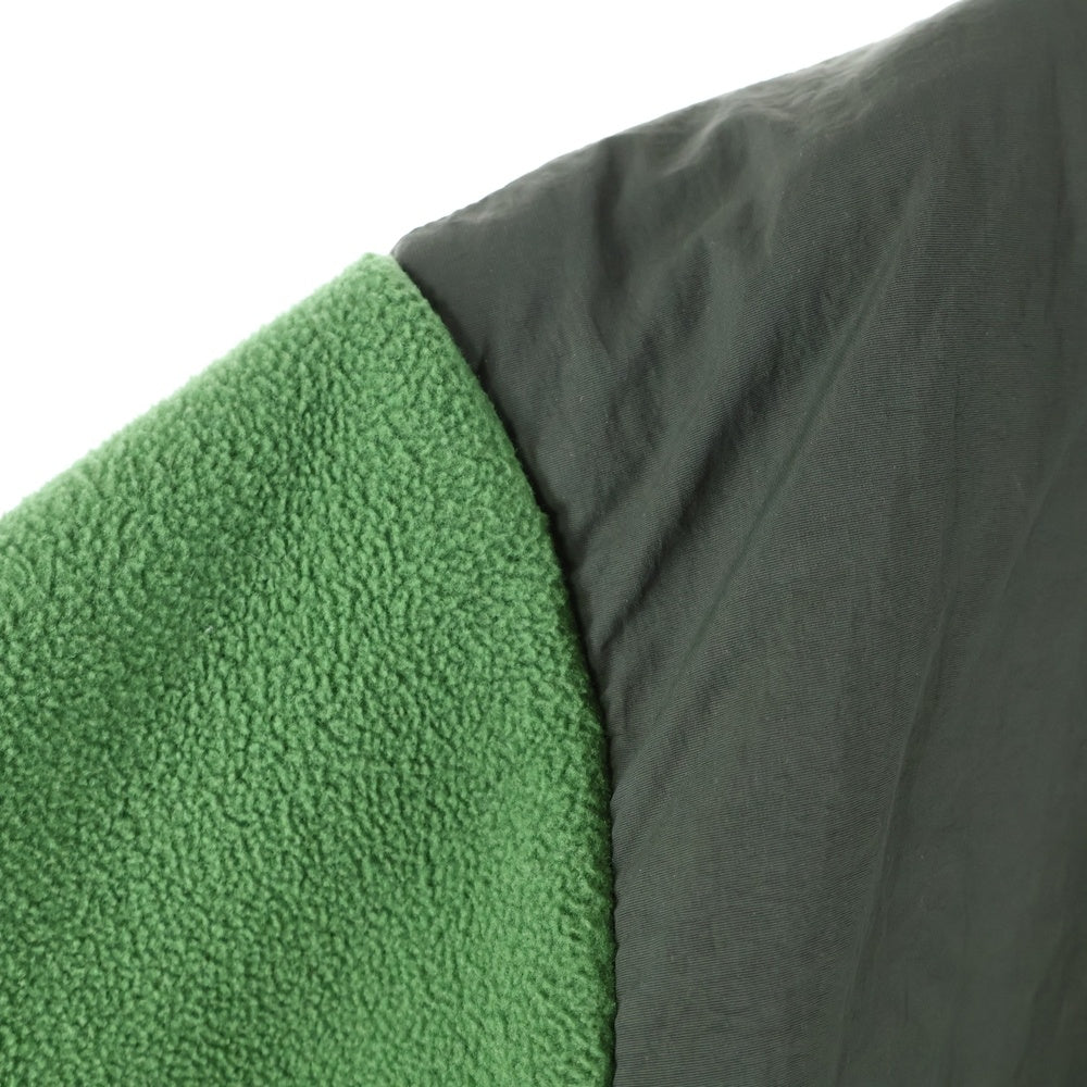 HUMAN MADE(ヒューマンメイド) 22AW Logo Fleece Jacket ナイロン切替ロゴジップアップフリースジャケット カーキ/グリーン