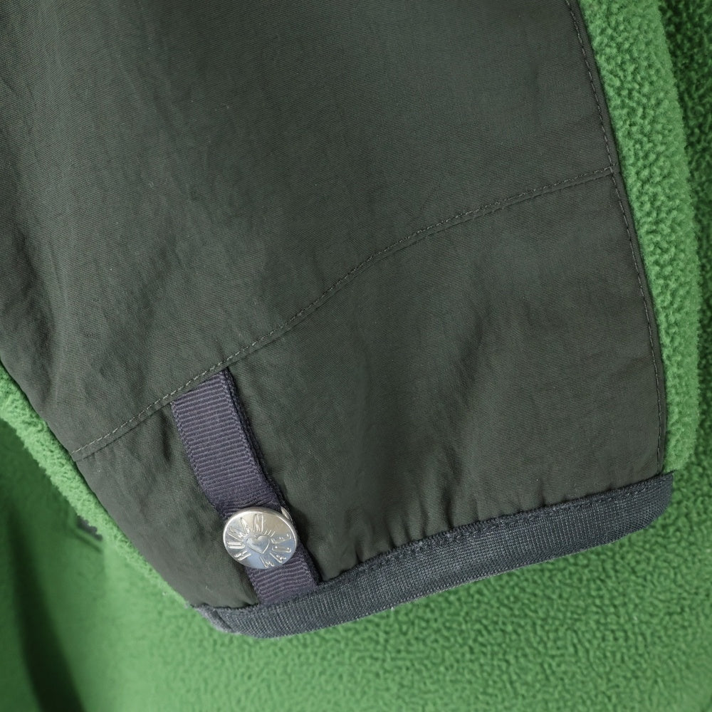 HUMAN MADE(ヒューマンメイド) 22AW Logo Fleece Jacket ナイロン切替ロゴジップアップフリースジャケット カーキ/グリーン