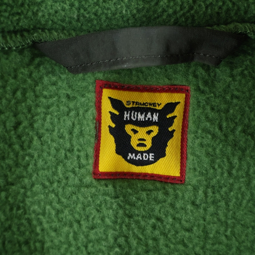 HUMAN MADE(ヒューマンメイド) 22AW Logo Fleece Jacket ナイロン切替ロゴジップアップフリースジャケット カーキ/グリーン