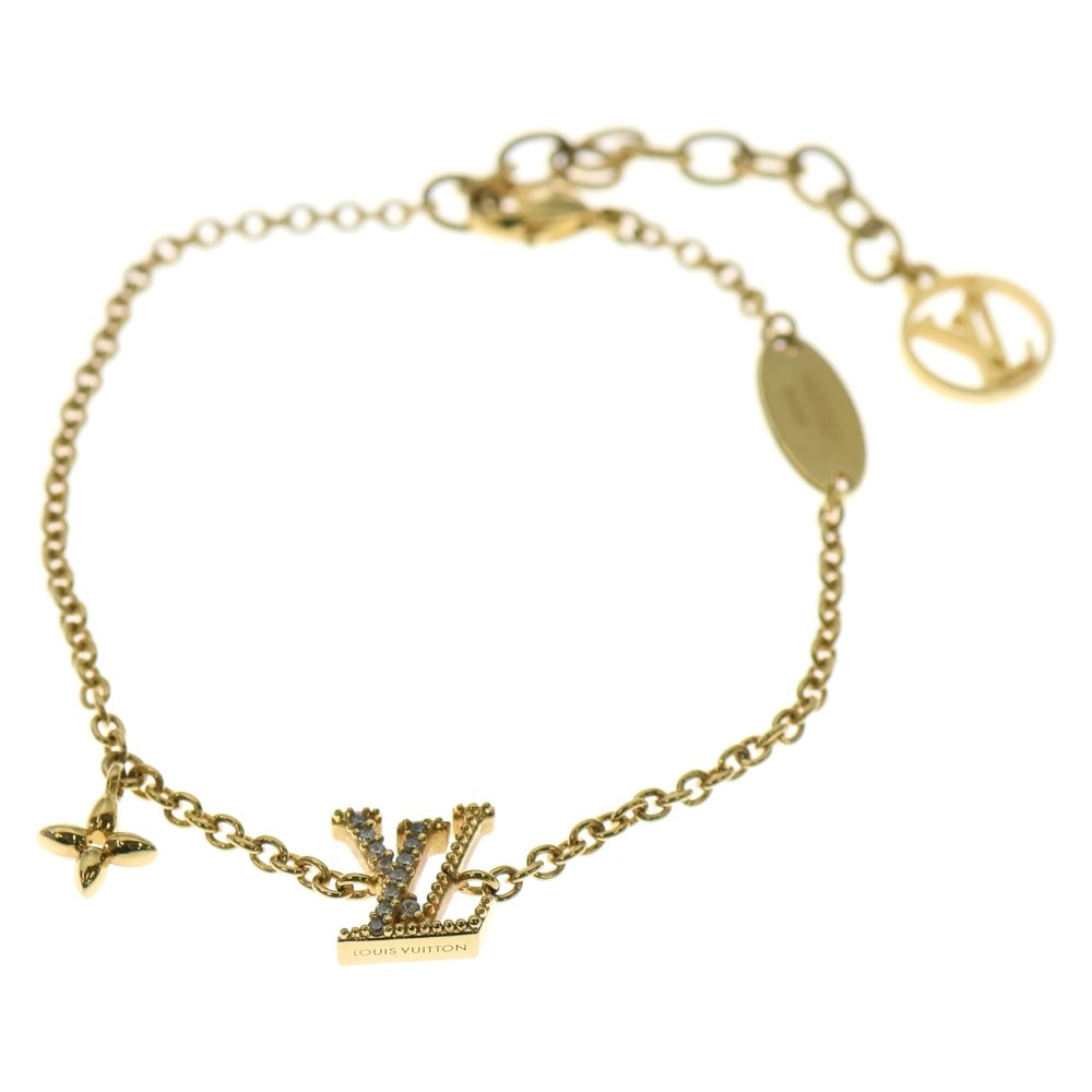 LOUIS VUITTON(ルイヴィトン) LVアイコニック ラインストーン ブレスレット ゴールド チェーン GP M00587