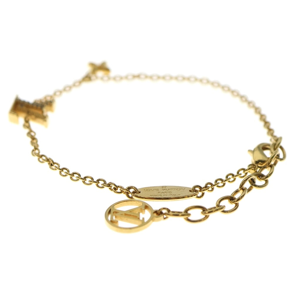 LOUIS VUITTON(ルイヴィトン) LVアイコニック ラインストーン ブレスレット ゴールド チェーン GP M00587