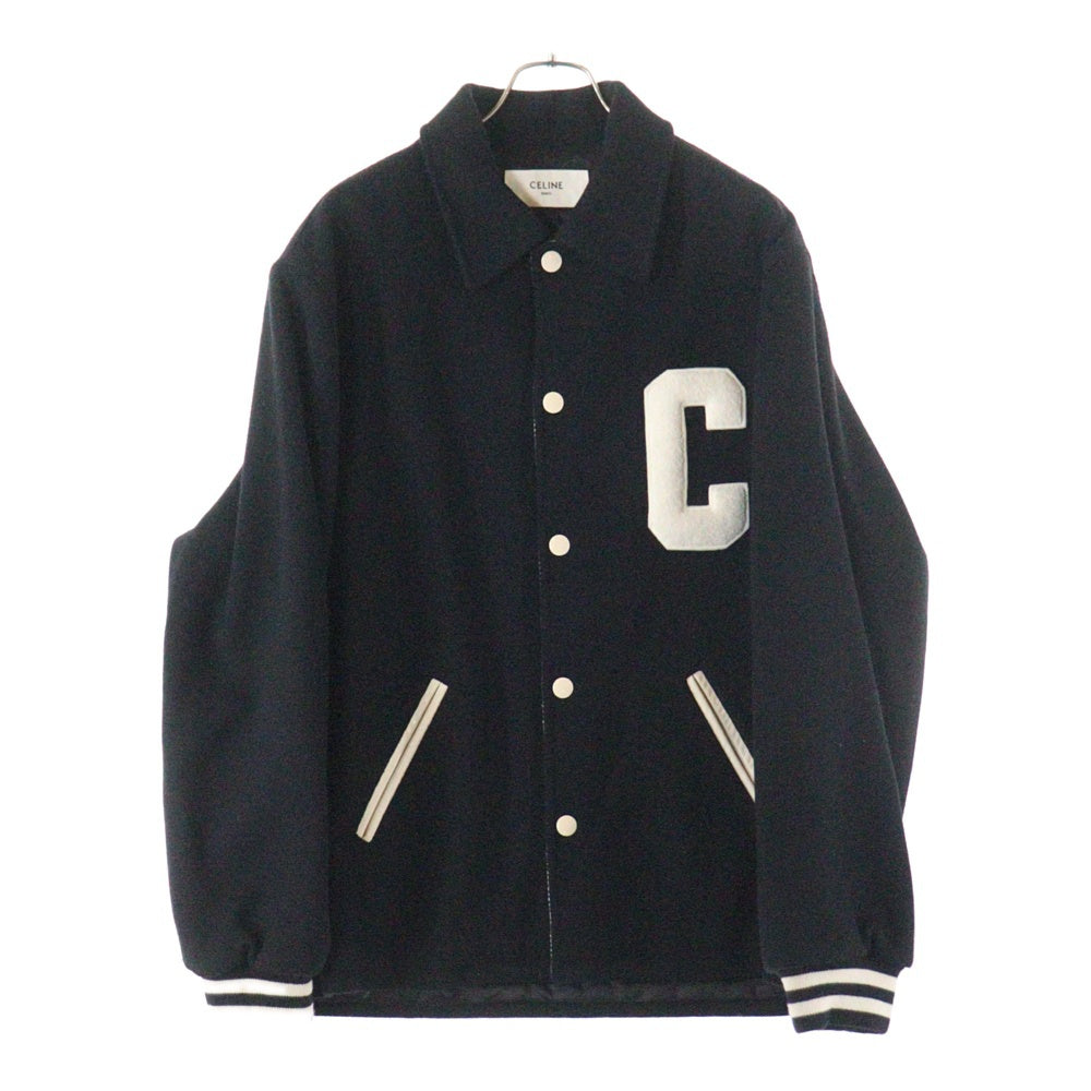 CELINE(セリーヌ) 24SS BASEBALL TEDDY JACKET ベースボール テディ ウール スナップボタン ジャケット ブラック 2V02K896C.38NO