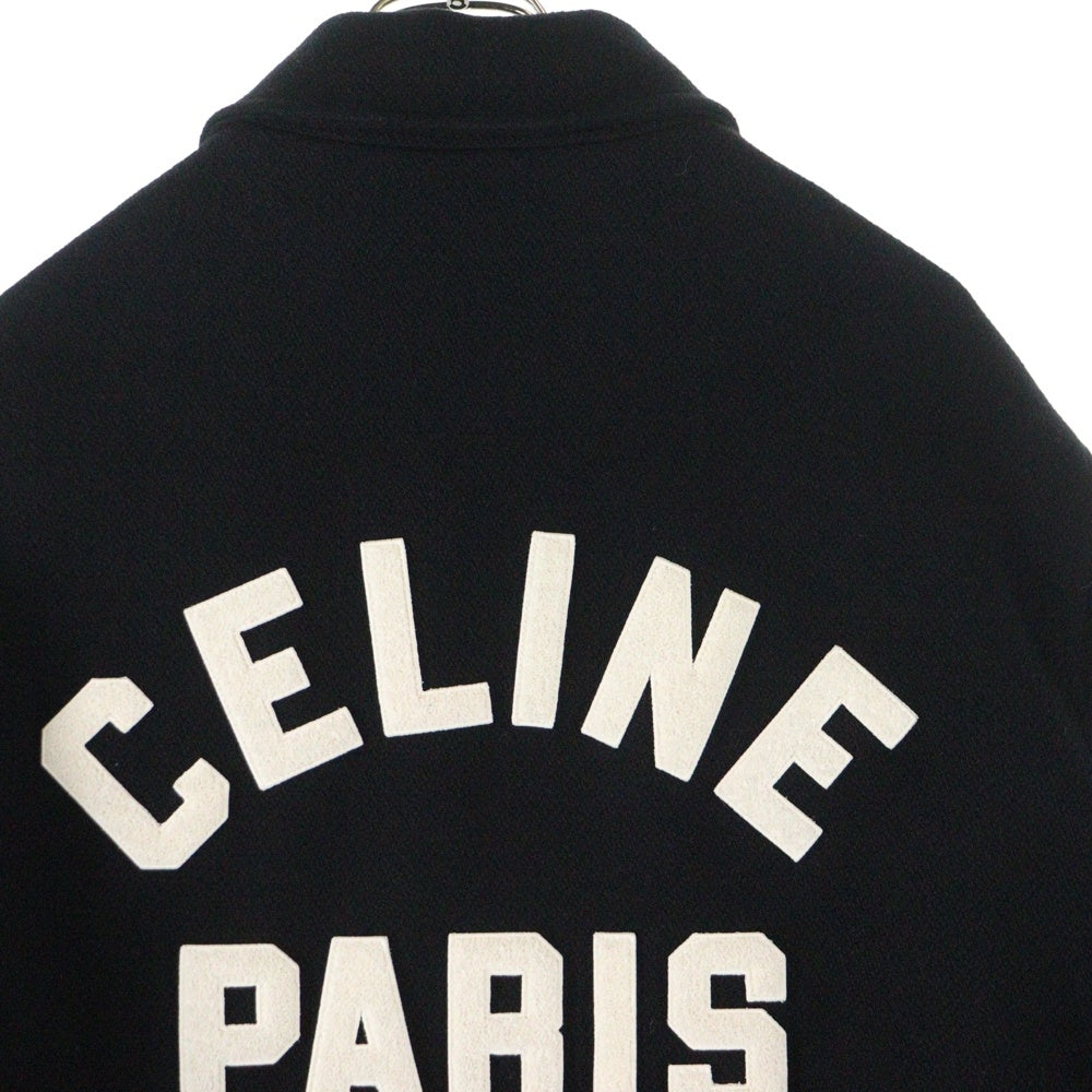 CELINE(セリーヌ) 24SS BASEBALL TEDDY JACKET ベースボール テディ ウール スナップボタン ジャケット ブラック 2V02K896C.38NO