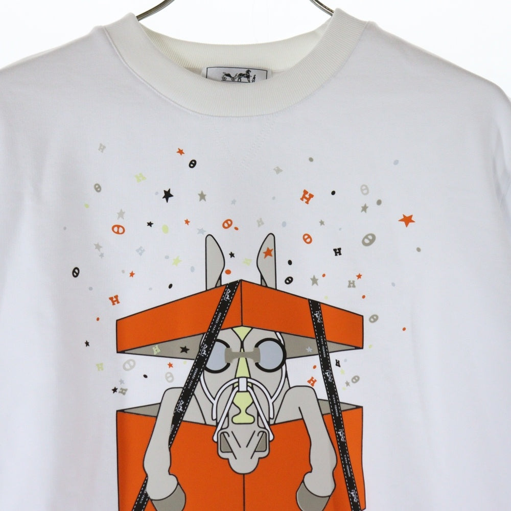 HERMES(エルメス) 24SS Boite Surprise ボワットシュルプリーズ サプライズボックス クルーネック長袖スウェットトレーナー ホワイト