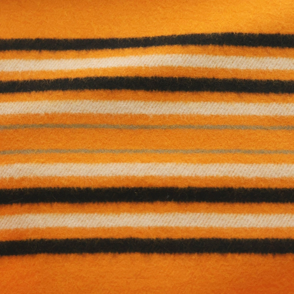 HERMES(エルメス) フリンジ マフラー ボーダー カシミア100% オレンジ