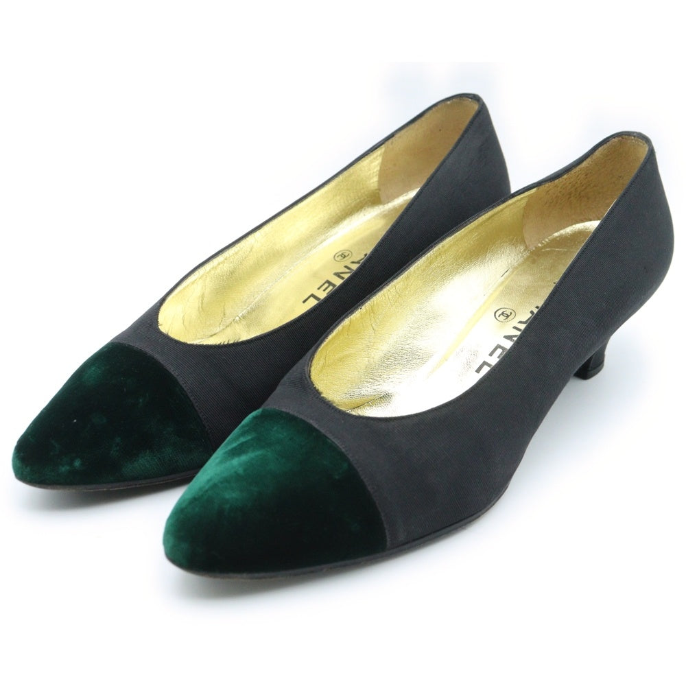 CHANEL(シャネル) ベロア ベルベット 切り替え サテン ヒール パンプス