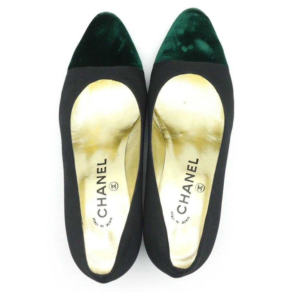 CHANEL(シャネル) ベロア ベルベット 切り替え サテン ヒール パンプス