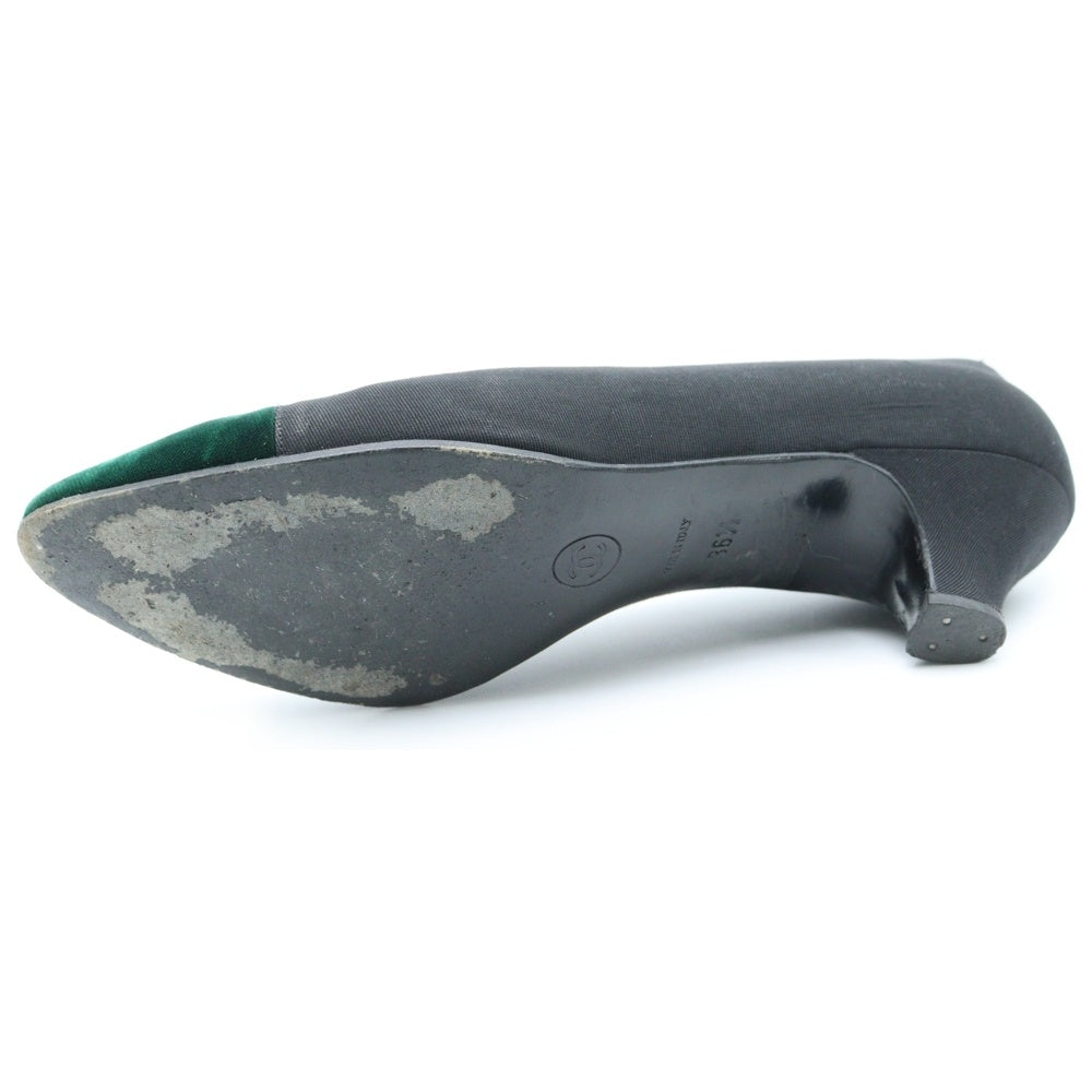 CHANEL(シャネル) ベロア ベルベット 切り替え サテン ヒール パンプス