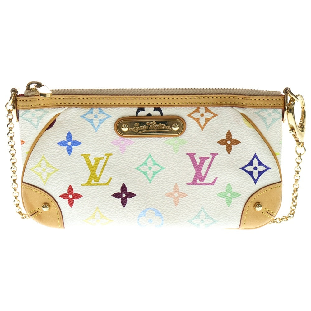 CHANEL(シャネル) ポシェット ミラMM モノグラム マルチカラー PVC レザー アクセサリーポーチ ハンドバッグ ゴールド金具 ホワイト/ブラウン M60096