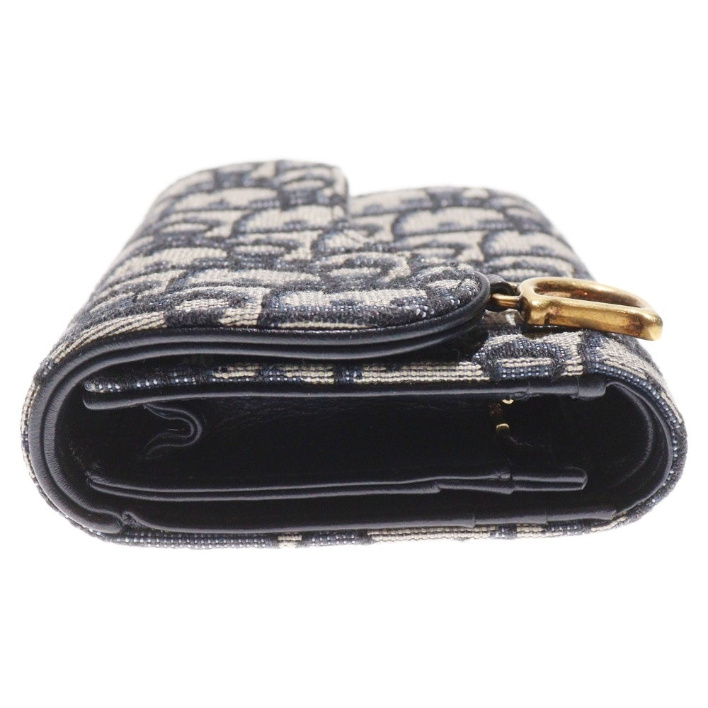 Christian Dior(クリスチャンディオール) サドル 三つ折り財布 ウォレット オブリーク キャンバス ネイビー