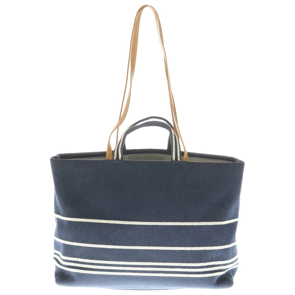 CHANEL(シャネル) デニム 2WAY トートバッグハンドバッグ ネイビー×ブラウン キャンバス A92240 シルバー金具