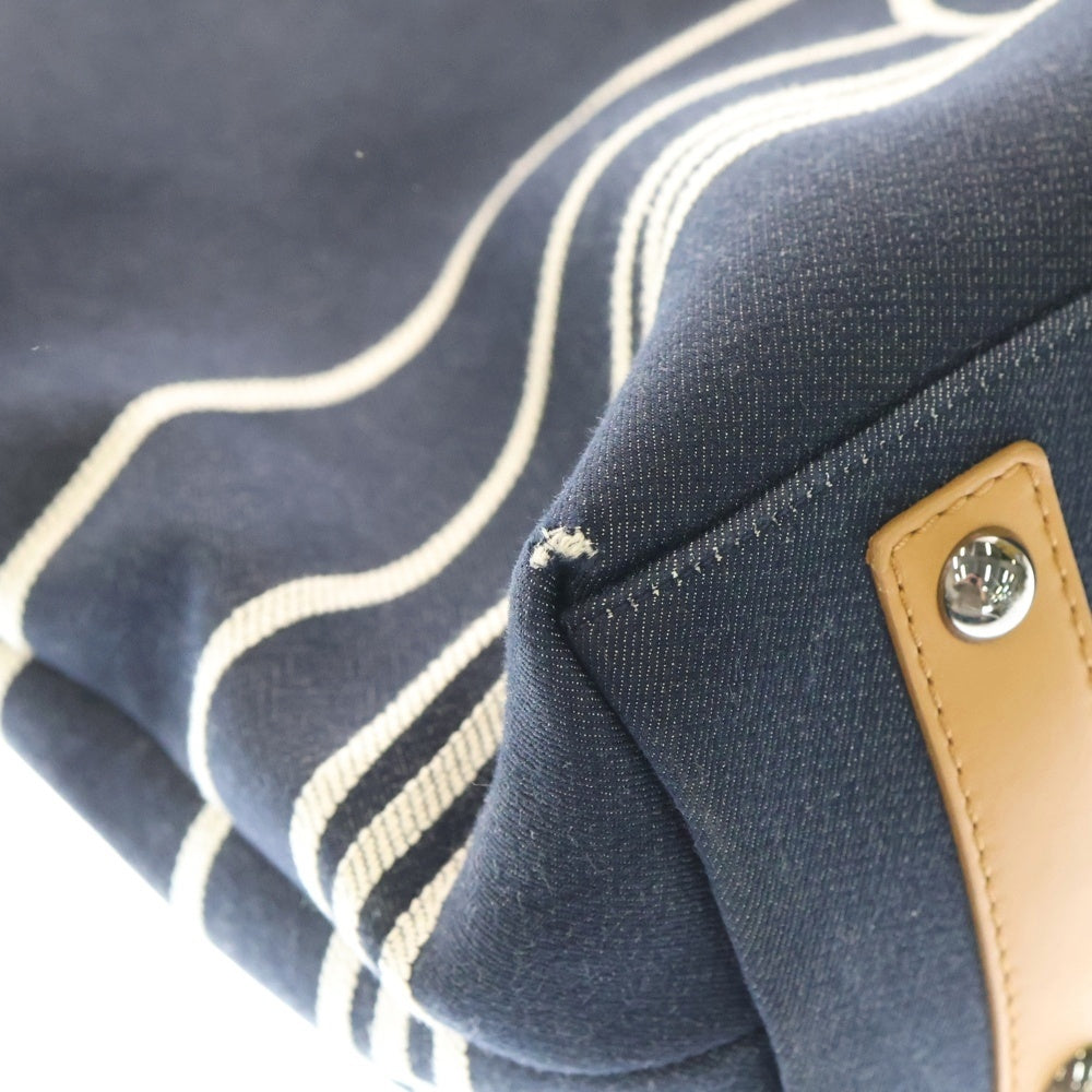 CHANEL(シャネル) デニム 2WAY トートバッグハンドバッグ ネイビー×ブラウン キャンバス A92240 シルバー金具