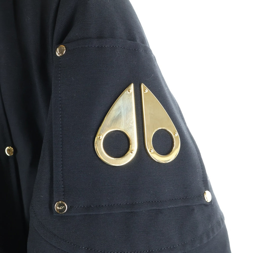 MOOSE KNUCKLES(ムースナックルズ) ロゴプレート ファー フーデッド ジップアップ ダウン ロング ジャケット コート ブラック/ゴールド 21I-M39LP203GH