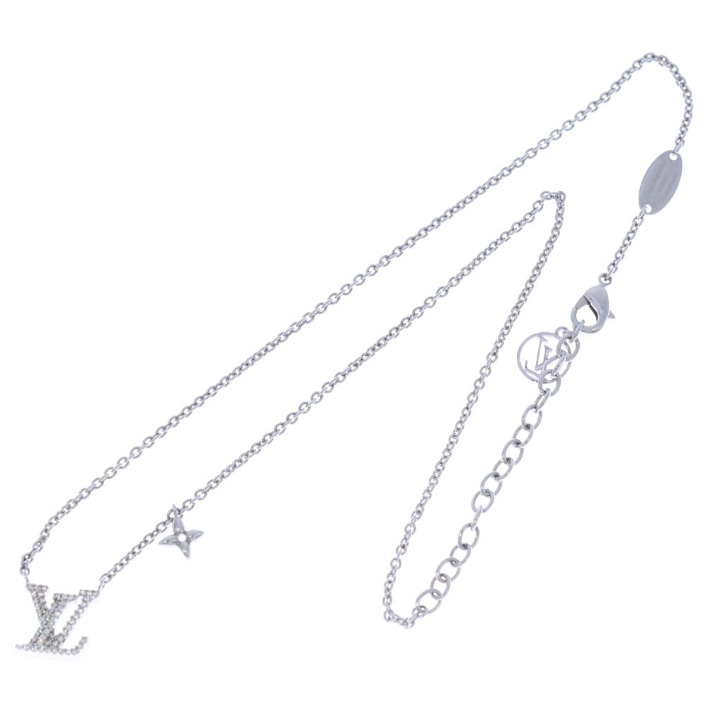 LOUIS VUITTON(ルイヴィトン) LVアイコニックロゴ ラインストーン ネックレス ペンダント チェーン シルバー M02751