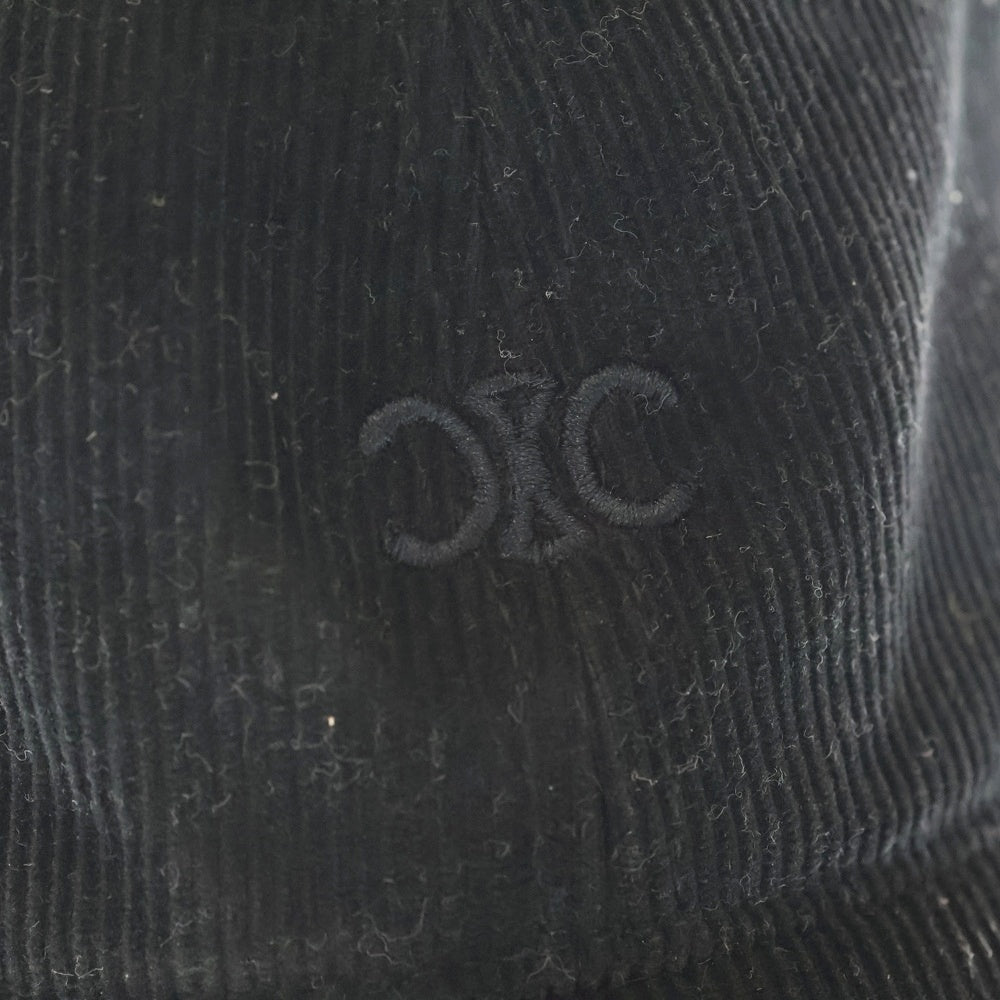 CELINE(セリーヌ) トリオンフ 刺繍 コーデユロイキャップ ブラック