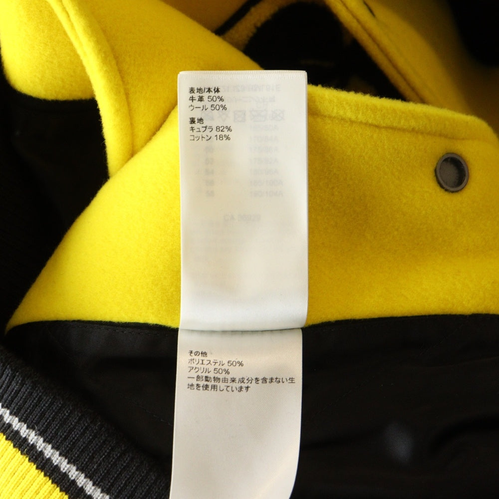 LOUIS VUITTON(ルイヴィトン) 22SS LV ワッペンロゴ パンサー レザー切り替え スナップボタン バーシティージャケット ブルゾン スタジャン イエロー/ブラック RM221 IZ3 HML81E