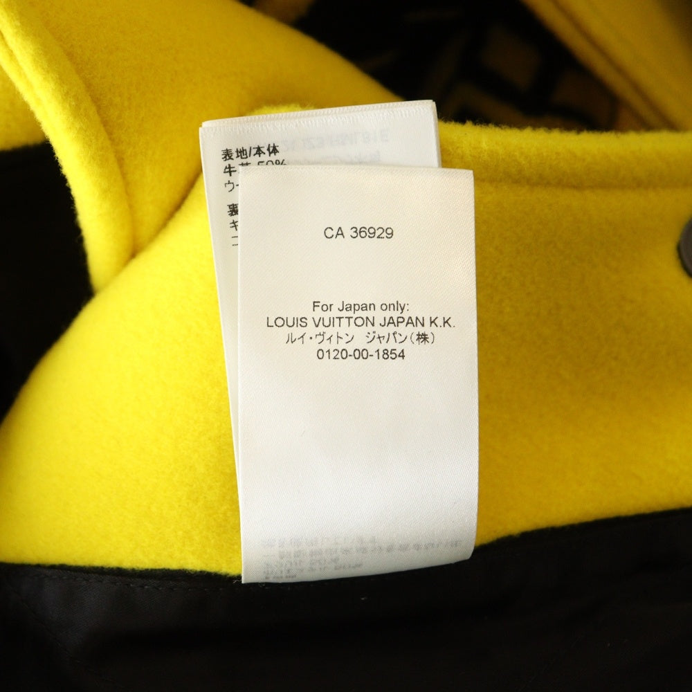 LOUIS VUITTON(ルイヴィトン) 22SS LV ワッペンロゴ パンサー レザー切り替え スナップボタン バーシティージャケット ブルゾン スタジャン イエロー/ブラック RM221 IZ3 HML81E