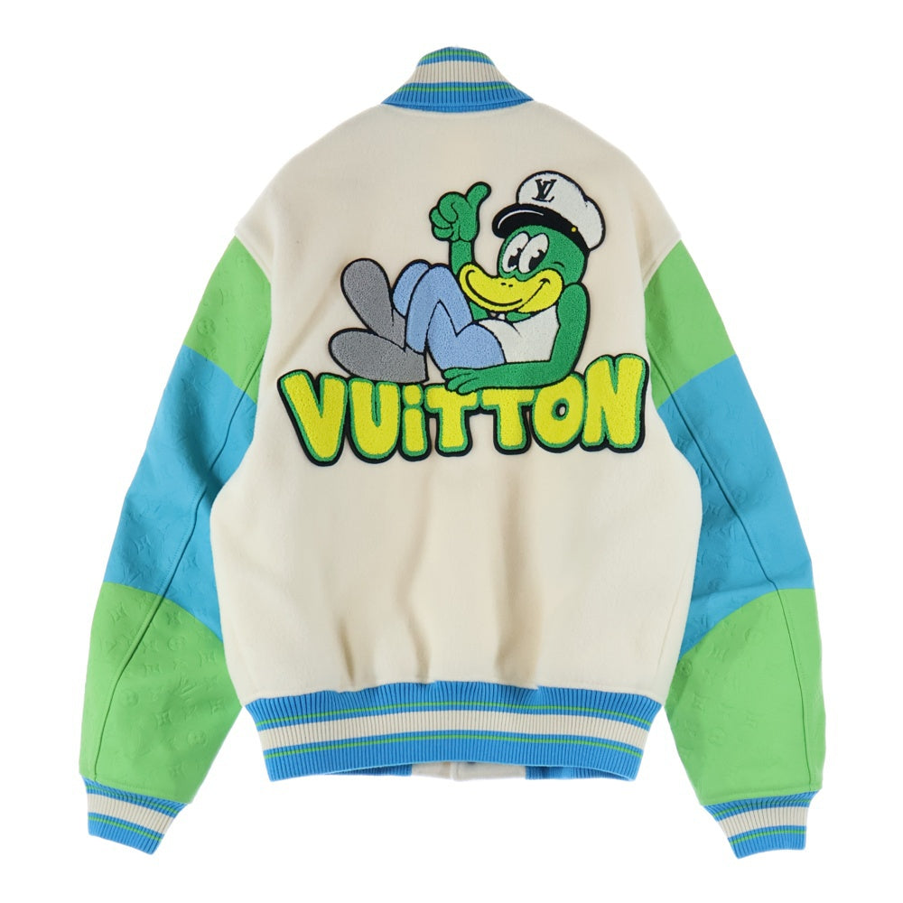 LOUIS VUITTON(ルイヴィトン) 23SS レインボープレイ グラウンド バーシティ ラバーロゴ バックワッペン モノグラム ウール ジャケット ブルゾン スタジャン RM231 YC8 HOL63E