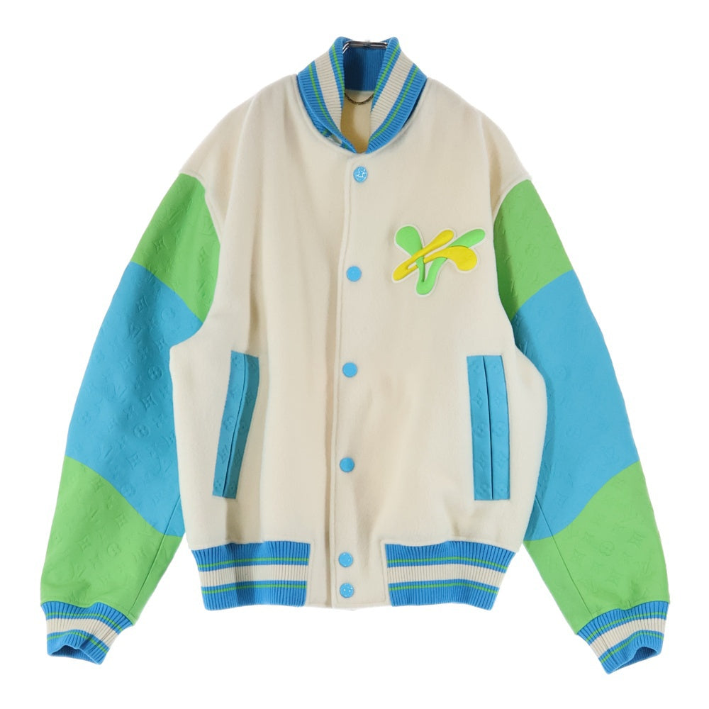 LOUIS VUITTON(ルイヴィトン) 23SS レインボープレイ グラウンド バーシティ ラバーロゴ バックワッペン モノグラム ウール ジャケット ブルゾン スタジャン RM231 YC8 HOL63E