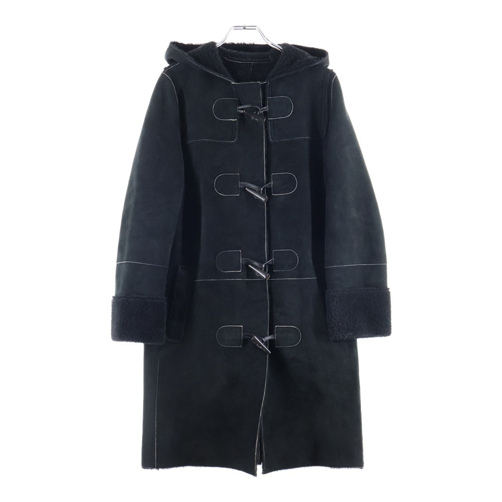 BURBERRY(バーバリー) ムートン スエード ラムレザー ボアライニング トグルボタン ダッフルコート ブラック レディース FR095-733-09