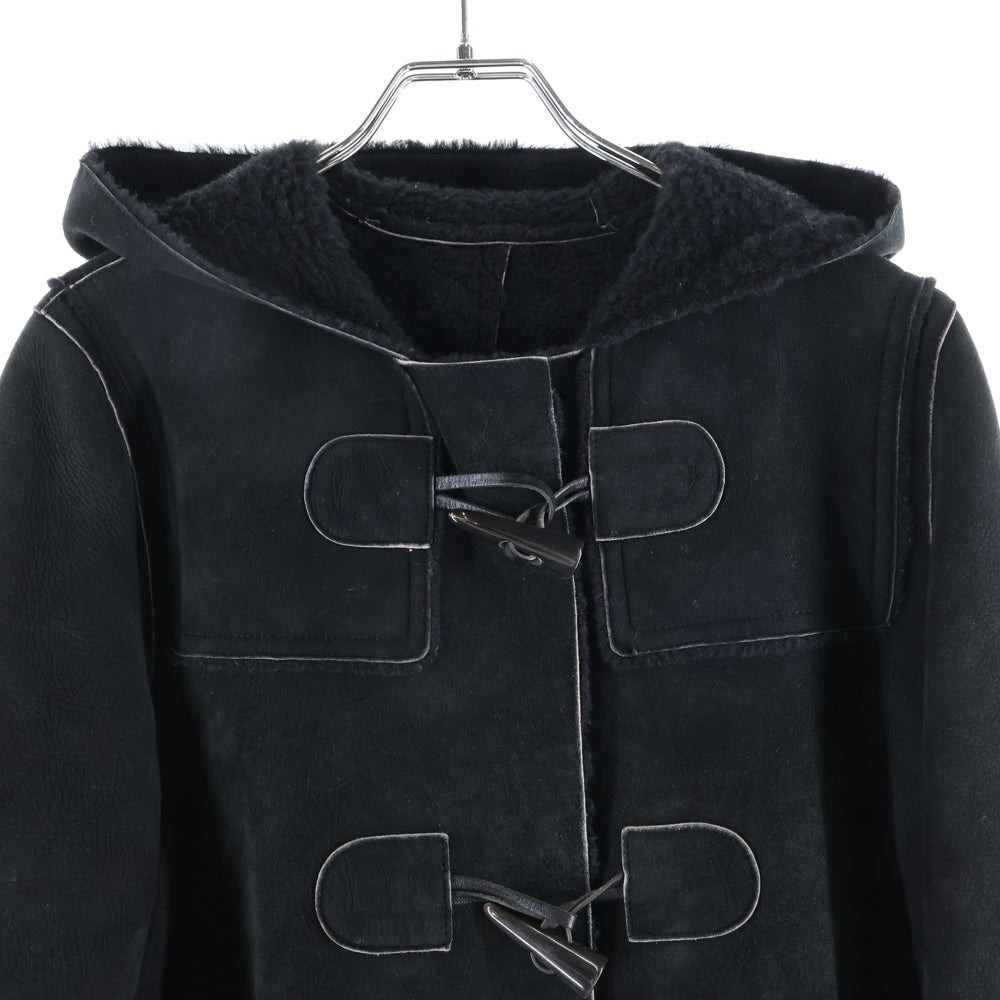 BURBERRY(バーバリー) ムートン スエード ラムレザー ボアライニング トグルボタン ダッフルコート ブラック レディース FR095-733-09