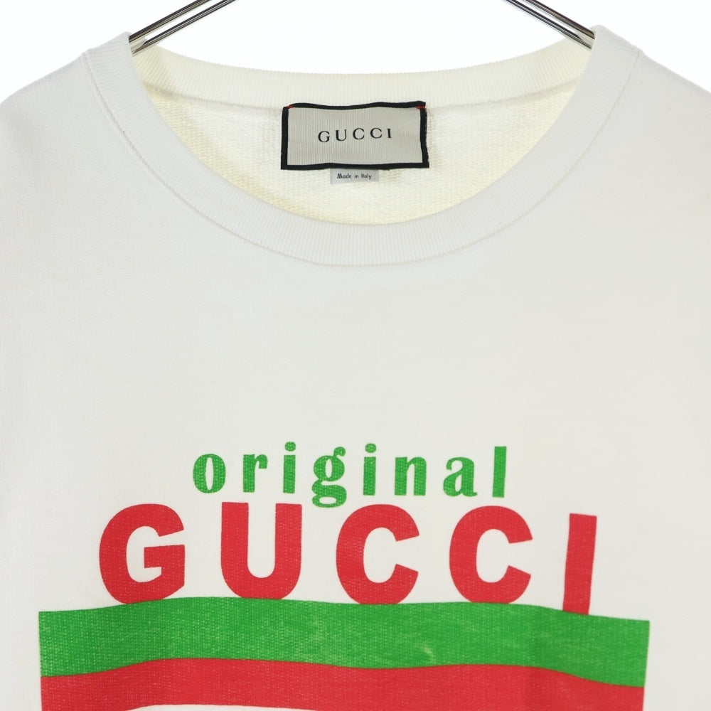 GUCCI グッチ ロゴプリント クルーネック プルオーバー スウェットトレーナー ホワイト 626990 GUCCI(グッチ) ロゴプリント クルーネック プルオーバー スウェット