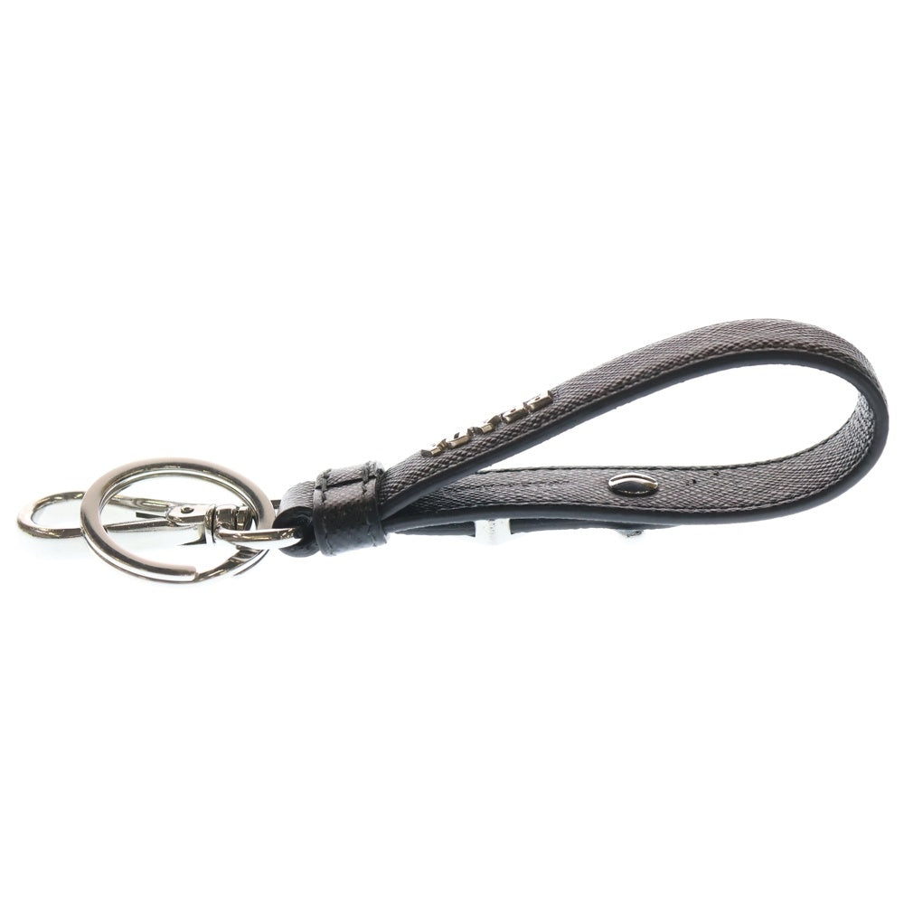PRADA(プラダ) サフィアーノ トライアングルロゴプレートレザーキーリング ブラック SV金具 2PP68T