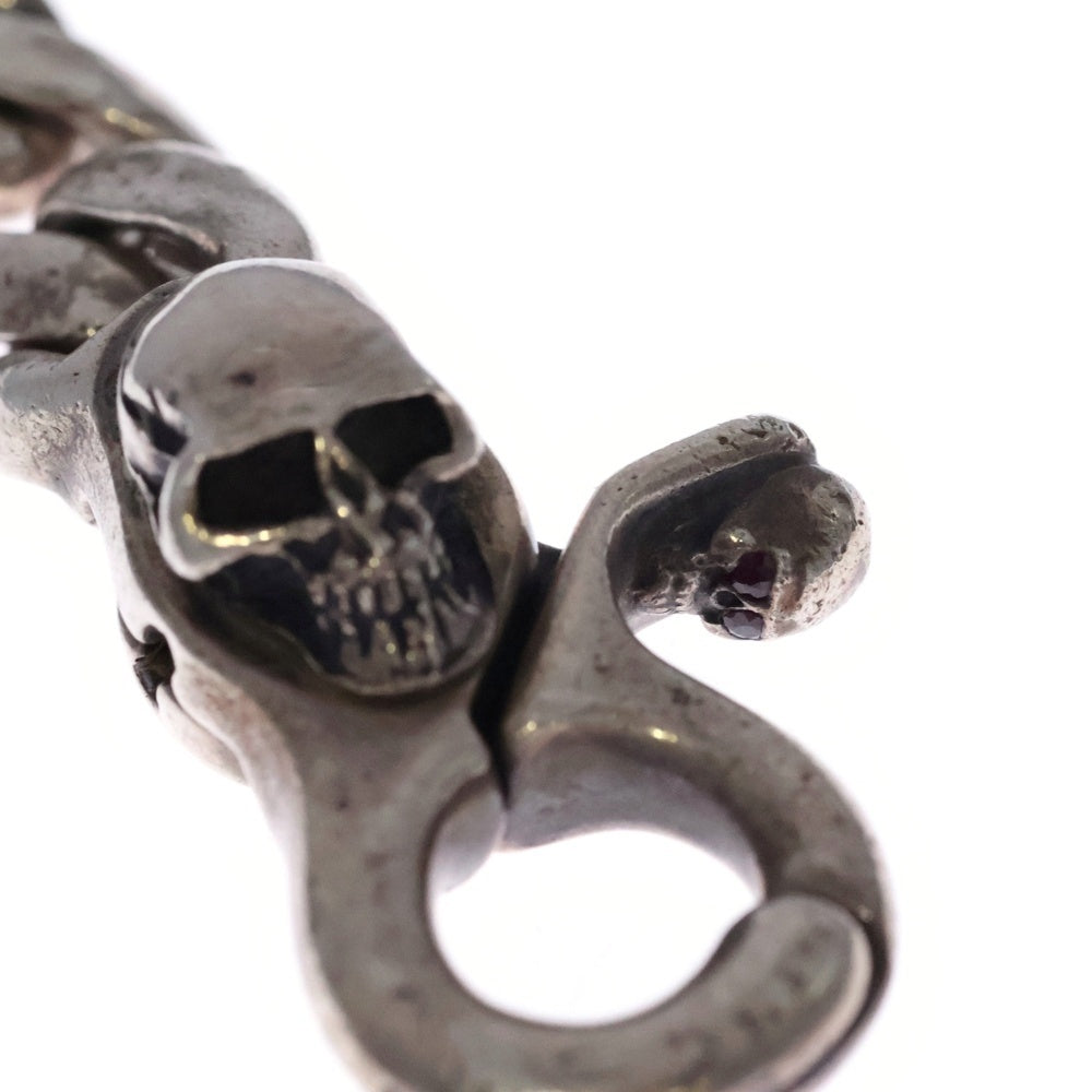 STANLEY GUESS(スタンリーゲス) Wスカルモチーフ ルビーキーチェーン キーリング シルバー