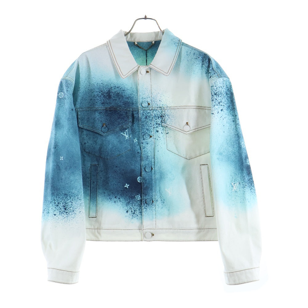 LOUIS VUITTON(ルイヴィトン) 23SS LVスプレー レザーパッチ モノグラム デニム トラッカージャケット ホワイト/ブルー RM231M U14 HOA10W