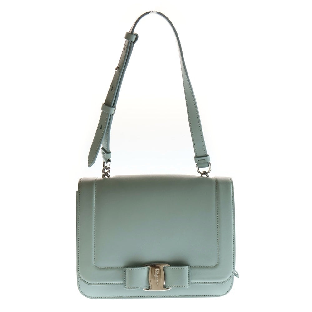Salvatore Ferragamo(サルヴァトーレ フェラガモ) ヴァラ リボン ショルダーバッグ ライトブルー レザー レディース