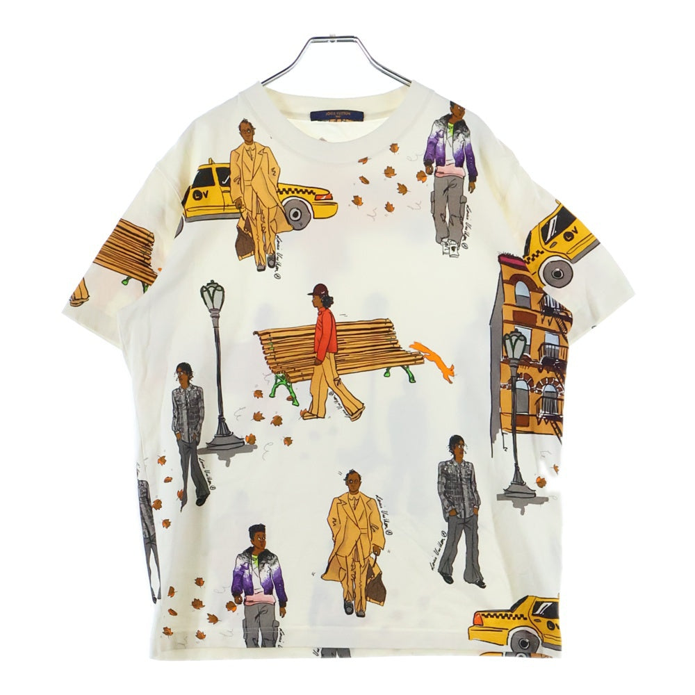 LOUIS VUITTON(ルイヴィトン) 19AW ニューウォーカーズヴァージアル 総柄プリント クルーネック 半袖Tシャツ カットソー ホワイト RM192 NPG HHY91W