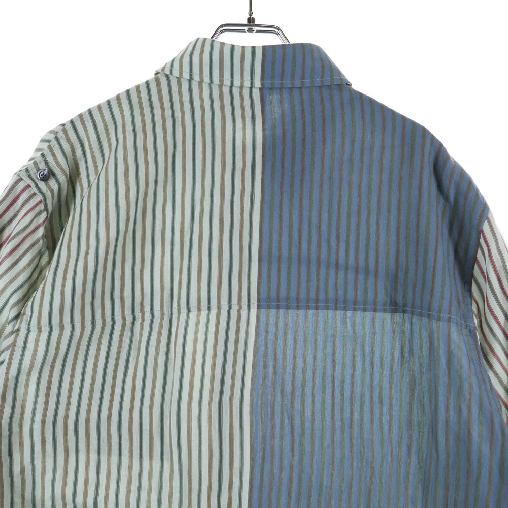 LOEWE(ロエベ) Paula's Ibiza パウラズイビザ ストライプ総柄 マルチカラー ポケット 半袖シャツ グリーン/レッド H616Y05X11