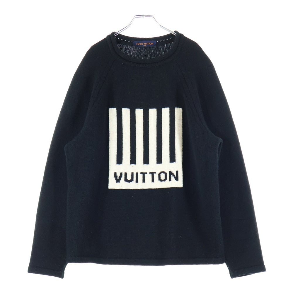 LOUIS VUITTON(ルイヴィトン) 19AW バーコード ロゴ ジャガード ウール クルーネック プルオーバー 長袖ニット セーター ブラック RM192M NOL HHN04W