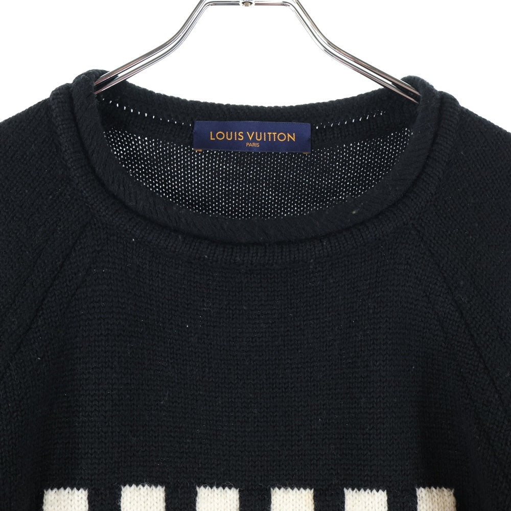 LOUIS VUITTON(ルイヴィトン) 19AW バーコード ロゴ ジャガード ウール クルーネック プルオーバー 長袖ニット セーター ブラック RM192M NOL HHN04W
